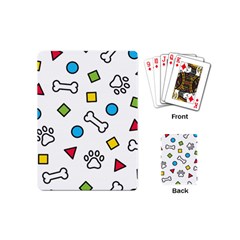 Dog Paw Seamless Pattern Footprint Bone Playing Cards Single Design (mini) by Vaneshart