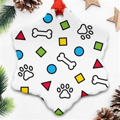 Dog Paw Seamless Pattern Footprint Bone Ornament (snowflake) by Vaneshart