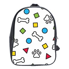 Dog Paw Seamless Pattern Footprint Bone School Bag (xl) by Vaneshart