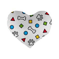 Dog Paw Seamless Pattern Footprint Bone Standard 16  Premium Heart Shape Cushions by Vaneshart