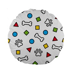 Dog Paw Seamless Pattern Footprint Bone Standard 15  Premium Flano Round Cushions by Vaneshart