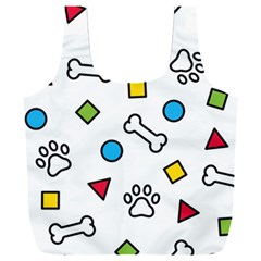 Dog Paw Seamless Pattern Footprint Bone Full Print Recycle Bag (xxl)