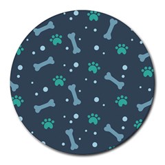 Bons Foot Prints Pattern Background Round Mousepads