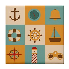 Nautical Elements Collection Tile Coaster by Vaneshart