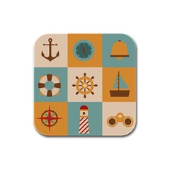 Nautical Elements Collection Rubber Square Coaster (4 Pack)  by Vaneshart