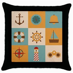 Nautical Elements Collection Throw Pillow Case (black) by Vaneshart