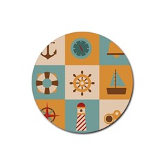 Nautical Elements Collection Rubber Round Coaster (4 Pack)  by Vaneshart