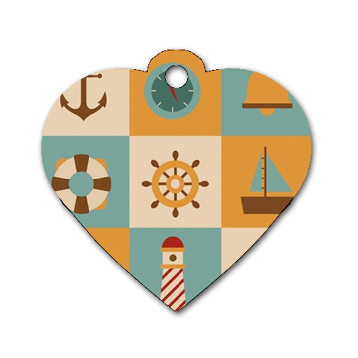 Nautical Elements Collection Dog Tag Heart (One Side)