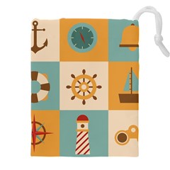 Nautical Elements Collection Drawstring Pouch (4xl) by Vaneshart