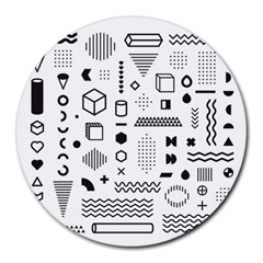 Pattern Hipster Abstract Form Geometric Line Variety Shapes Polkadots Fashion Style Seamless Round Mousepads