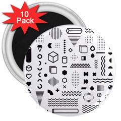 Pattern Hipster Abstract Form Geometric Line Variety Shapes Polkadots Fashion Style Seamless 3  Magnets (10 Pack)  by Vaneshart