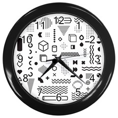 Pattern Hipster Abstract Form Geometric Line Variety Shapes Polkadots Fashion Style Seamless Wall Clock (black) by Vaneshart