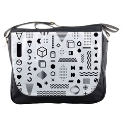 Pattern Hipster Abstract Form Geometric Line Variety Shapes Polkadots Fashion Style Seamless Messenger Bag by Vaneshart