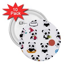 Playing Pandas Cartoons 2 25  Buttons (10 Pack)  by Vaneshart