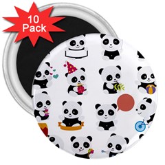 Playing Pandas Cartoons 3  Magnets (10 Pack)  by Vaneshart