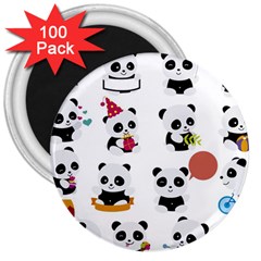 Playing Pandas Cartoons 3  Magnets (100 Pack) by Vaneshart