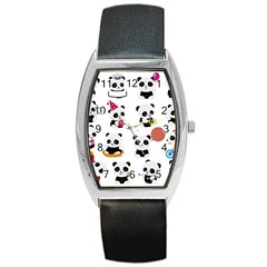 Playing Pandas Cartoons Barrel Style Metal Watch by Vaneshart