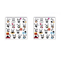 Playing Pandas Cartoons Cufflinks (square) by Vaneshart