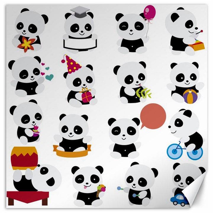 Playing Pandas Cartoons Canvas 20  x 20 