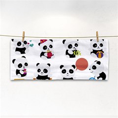 Playing Pandas Cartoons Hand Towel by Vaneshart