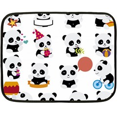 Playing Pandas Cartoons Fleece Blanket (mini) by Vaneshart