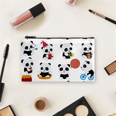 Playing Pandas Cartoons Cosmetic Bag (small) by Vaneshart