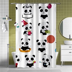 Playing Pandas Cartoons Shower Curtain 48  X 72  (small)  by Vaneshart