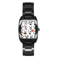 Playing Pandas Cartoons Stainless Steel Barrel Watch by Vaneshart