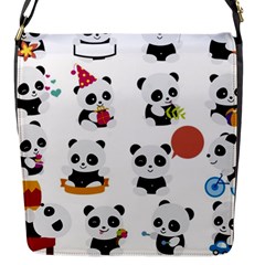 Playing Pandas Cartoons Flap Closure Messenger Bag (s) by Vaneshart