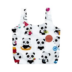 Playing Pandas Cartoons Full Print Recycle Bag (m) by Vaneshart