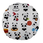 Playing Pandas Cartoons Large 18  Premium Flano Round Cushions Front