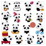 Playing Pandas Cartoons Large Satin Scarf (Square) Front