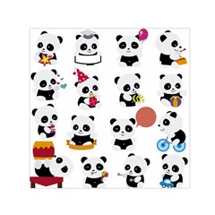 Playing Pandas Cartoons Small Satin Scarf (square) by Vaneshart