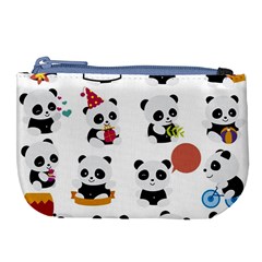 Playing Pandas Cartoons Large Coin Purse by Vaneshart