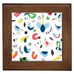 Vector Set Isolates With Cute Birds Scandinavian Style Framed Tile