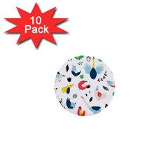 Vector Set Isolates With Cute Birds Scandinavian Style 1  Mini Buttons (10 Pack)  by Vaneshart