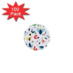 Vector Set Isolates With Cute Birds Scandinavian Style 1  Mini Buttons (100 Pack)  by Vaneshart