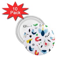 Vector Set Isolates With Cute Birds Scandinavian Style 1 75  Buttons (10 Pack) by Vaneshart