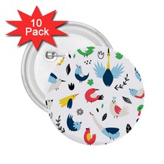 Vector Set Isolates With Cute Birds Scandinavian Style 2 25  Buttons (10 Pack)  by Vaneshart