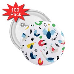 Vector Set Isolates With Cute Birds Scandinavian Style 2 25  Buttons (100 Pack)  by Vaneshart