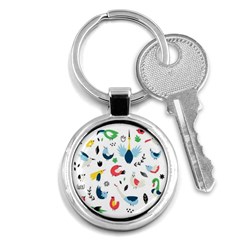 Vector Set Isolates With Cute Birds Scandinavian Style Key Chain (Round)