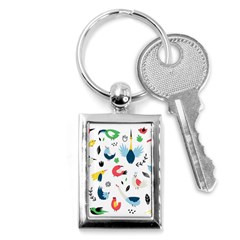 Vector Set Isolates With Cute Birds Scandinavian Style Key Chain (Rectangle)