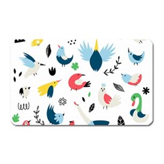 Vector Set Isolates With Cute Birds Scandinavian Style Magnet (rectangular) by Vaneshart