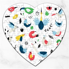 Vector Set Isolates With Cute Birds Scandinavian Style Jigsaw Puzzle (Heart)