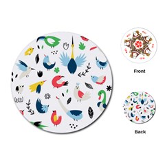 Vector Set Isolates With Cute Birds Scandinavian Style Playing Cards Single Design (Round)