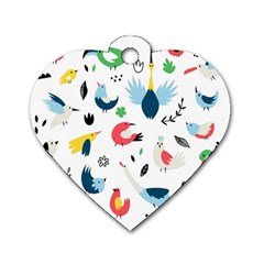 Vector Set Isolates With Cute Birds Scandinavian Style Dog Tag Heart (two Sides) by Vaneshart