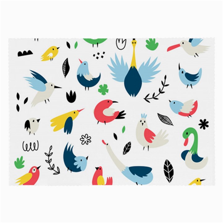 Vector Set Isolates With Cute Birds Scandinavian Style Large Glasses Cloth (2 Sides)