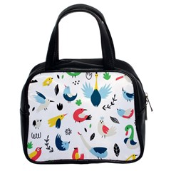 Vector Set Isolates With Cute Birds Scandinavian Style Classic Handbag (two Sides)