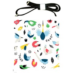 Vector Set Isolates With Cute Birds Scandinavian Style Shoulder Sling Bag