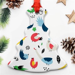 Vector Set Isolates With Cute Birds Scandinavian Style Christmas Tree Ornament (Two Sides)